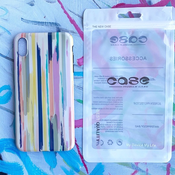 iPhone XS Max Colorful Stripe Metallic Glossy Cover - Picture 1 of 8